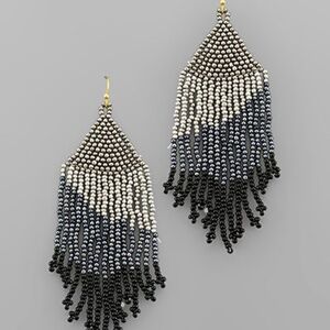 Tassel Beads Triangle Earrings